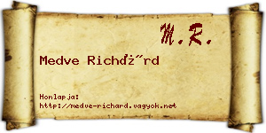 Medve Richárd névjegykártya